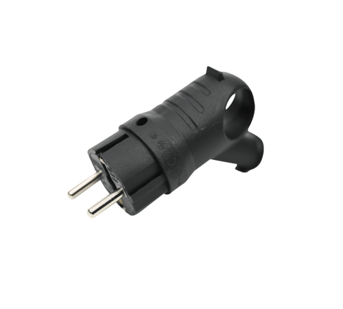 Вилка 2К+З угловая каучуковая 16А/250В IP44 Чёрная MultiSet  MST1102BK  SE