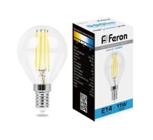 Лампа светодиодная, (11W) 230V E14 6400K прозрачная, LB-511  38225  FERON