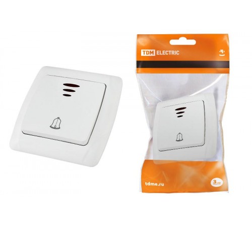 Кнопка звонковая с подсветкой 6А белая "Онега"   SQ1805-0008  TDM