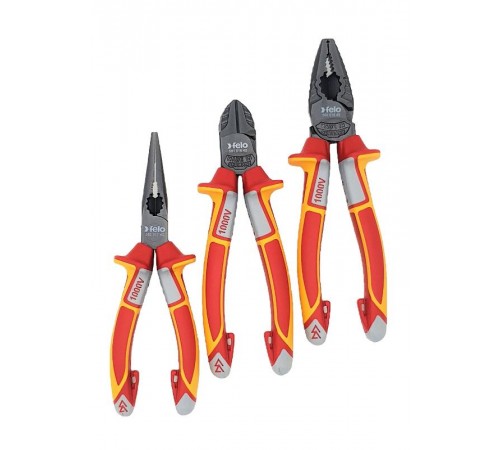 Набор диэл. отверток, бокорезов, плоскогубцев, длинногубцев, стриппера и отвертки тестера в сумке  41391104  Felo