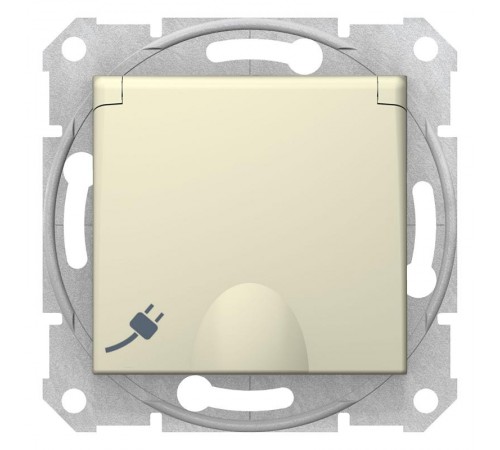 Sedna Бежевый Розетка 1-я с/з с защитными шторками с крышкой  SDN3100147  Schneider Electric