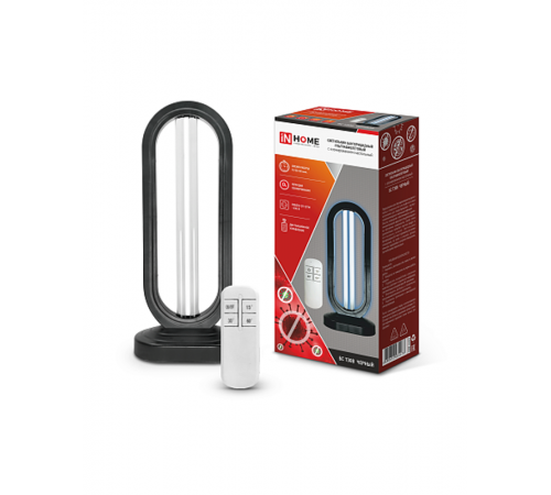 Светильник бактерицидный ультрафиолетовый с озонированием настольный БС Т30B 30Вт 230В с пультом ДУ черный  4690612034478  IN HOME