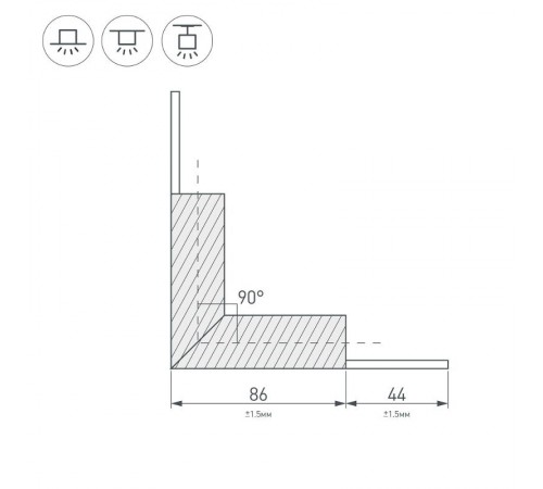 Угол PLS-LOCK-H25-L90W внешний (с экраном MAT-L)  026134  Arlight