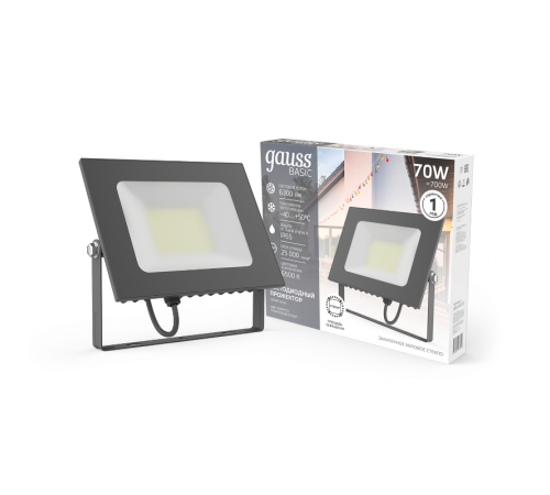 Прожектор  BASIC 70W 6300lm 6500K 200-240V IP65 графитовый LED 1/10  688100370  Gauss