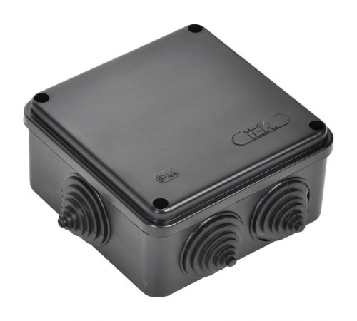 Коробка расп. КМ41233 100х100х50мм IP44 6 вв. черная  UKO11-100-100-050-K02-44  IEK