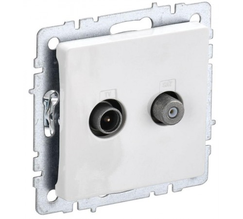 BRITE Розетка двойная TV+SAT РТВ/РСп12-БрБ белый   BR-AF20-O-K01  IEK