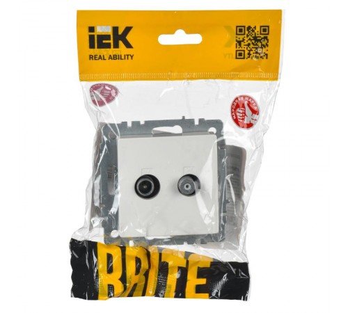 BRITE Розетка двойная TV+SAT РТВ/РСп12-БрБ белый   BR-AF20-O-K01  IEK