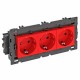 Розетка тройная 0° Modul45connect с з/к, 250 В, 16A (красный) (STD-D0C8 SRO3)  6120458  OBO Bettermann