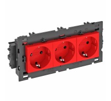 Розетка тройная 0° Modul45connect с з/к, 250 В, 16A (красный) (STD-D0C8 SRO3)  6120458  OBO Bettermann