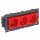 Розетка тройная 0° Modul45connect с з/к, 250 В, 16A (красный) (STD-D0C8 SRO3)  6120458  OBO Bettermann