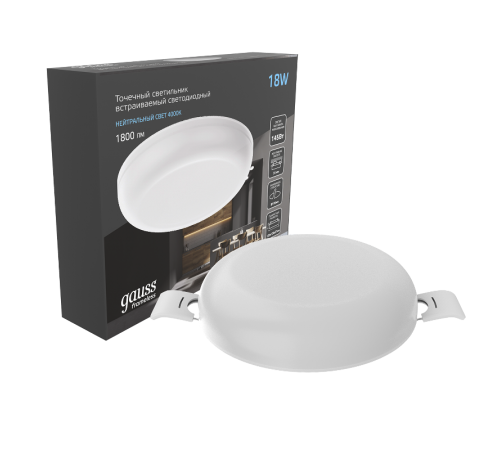 Встраиваемый светильник Frameless круг 18W 4000K 1/40  967511218  Gauss