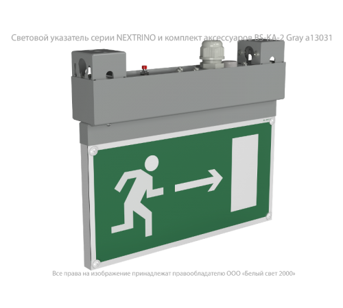 Указатель аварийный светодиодный BS-NEXTRINO-73-S1-INEXI3 Gray 6,3Вт 3ч IP40 постоянный накладной  a15513  Белый свет