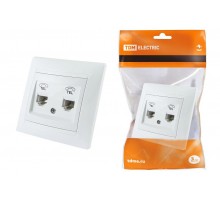 Розетка двойная телефонная RJ11  белая "Лама"   SQ1815-0018  TDM