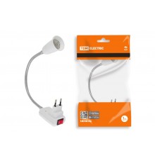 Переходник вилка-Е27 гибкий 300мм с выключателем, белый,  SQ0335-1011  TDM