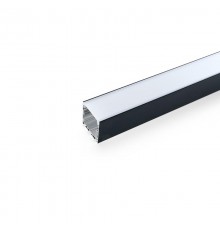 Профиль алюминиевый "Линии света" накладной, черный, CAB256 с матовым экраном, 2 заглушками, 4 крепежами в комплекте  10369  FERON