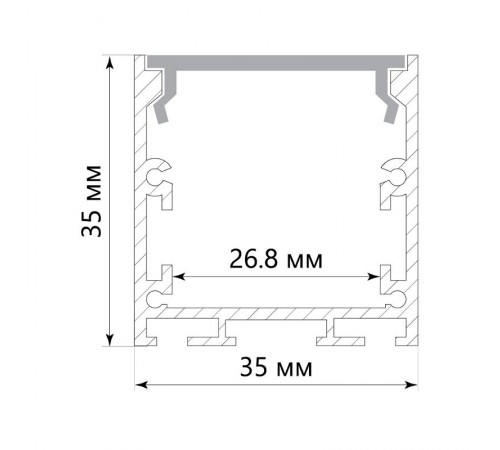 Профиль алюминиевый "Линии света" накладной, черный, CAB256 с матовым экраном, 2 заглушками, 4 крепежами в комплекте  10369  FERON