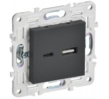 SKANDY Розетка USB A+C 18Вт SK-R13G графит   SK-U22-018-K53  IEK