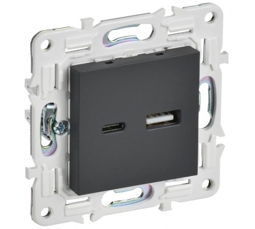 SKANDY Розетка USB A+C 18Вт SK-R13G графит   SK-U22-018-K53  IEK