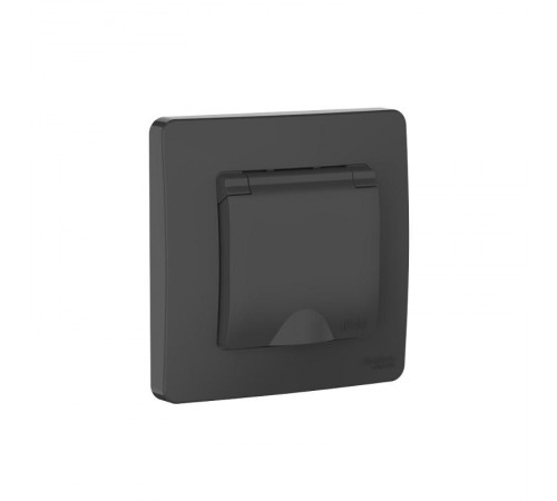 Blanca Антрацит С/У IP44 Розетка с заземлением со шторками, с крышкой, 16А, 250В  BLNRS441116   SE