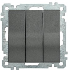 BOLERO антрацит Выключатель 3-клавишный 10А ВС10-3-0-Б EVB30-K95-10  IEK