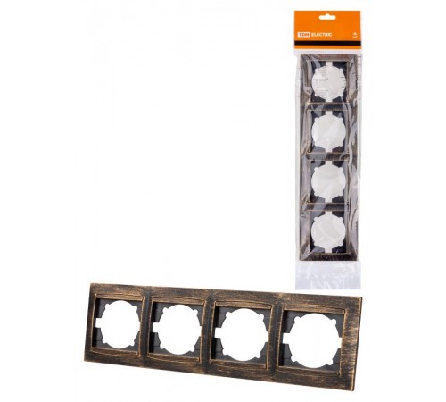 Рамка 4-х постовая горизонтальная старинная бронза "Лама"  SQ1815-0778  TDM