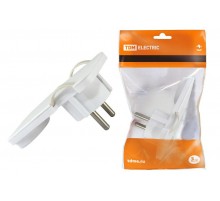 Вилка угловая плоская (8 мм) белая 16А 250В  SQ1806-0193  TDM