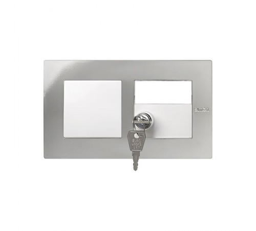 Simon 27 Рамка универсальная, 2 поста, (+суппорт, +шестигранник), 100*171мм, IP44, IK07, Scudo, хром  2705620-124  Simon