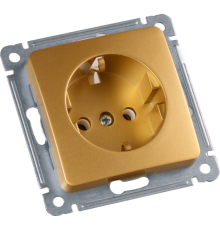 Розетка скрытой установки, одноместная, с заземляющим контактом, механизм, цвет золото  РС16-411-07  HEGEL