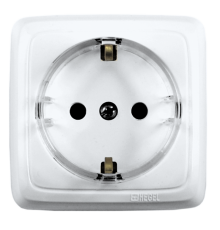 Розетка открытой установки, одноместная, с заземляющим контактом, со шторкой, цвет белый  РА16-172  HEGEL