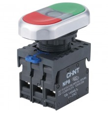 Кнопка двойная NP8-02SD/6 синий AC110-230В(LED), 2НЗ, IP65 (R)  667629  CHINT