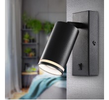 Светильник настенный бра WL19 BK GU10 MR16 IP20 черный  Б0056360  ЭРА