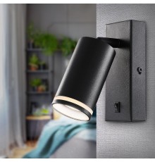 Светильник настенный бра WL19 BK GU10 MR16 IP20 черный  Б0056360  ЭРА