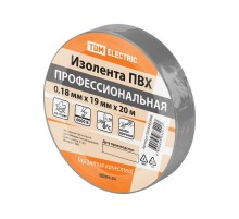 Изолента ПВХ профессиональная 0,18х19 мм Серая 20 м  SQ0526-0068  TDM