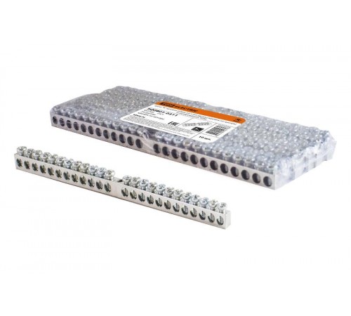 Шина "N" нулевая 6х9мм 24/1 (24 группы/крепеж по центру) никелированная  SQ0801-0311  TDM