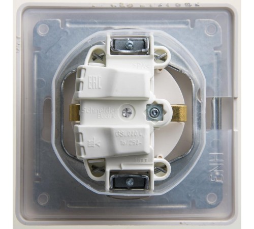 Glossa Перламутр Розетка с заземлением со шторками с крышкой, 16А, IP44 (в сборе)  GSL000648  SE