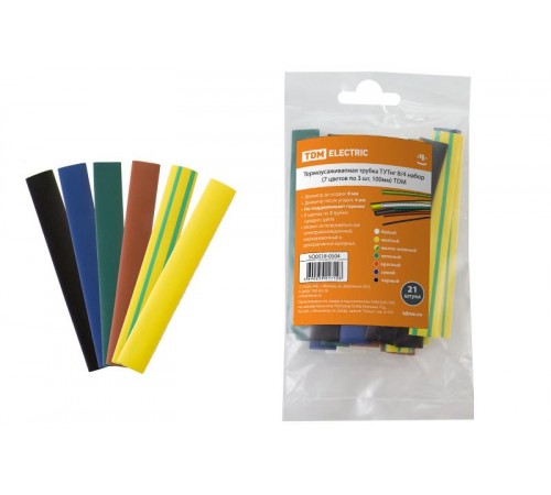 Термоусаживаемая трубка ТУТнг 8/4 набор (7 цветов по 3 шт. 100мм)  SQ0518-0504  TDM