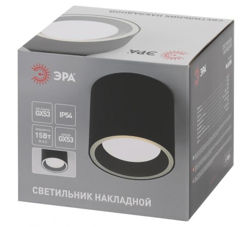 Светильник настенно-потолочный спот WL40 BK GX53, черный, IP54  Б0054414  ЭРА