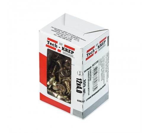 Саморезы универсальные 12х4,0 мм (200 шт) желтые - коробка с окном ( 0,203 кг)  102239  Tech-KREP