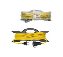 Удлинитель-шнур на рамке силовой У-11004 ПВС желтый 1300 Вт б/з, 50м, штепс. гнездо Народный  SQ1307-9024  TDM