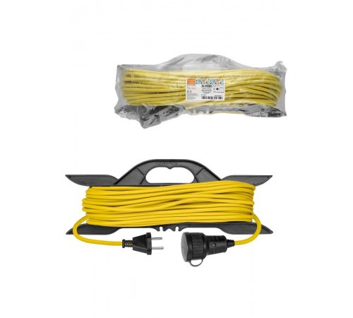 Удлинитель-шнур на рамке силовой У-11004 ПВС желтый 1300 Вт б/з, 50м, штепс. гнездо Народный  SQ1307-9024  TDM