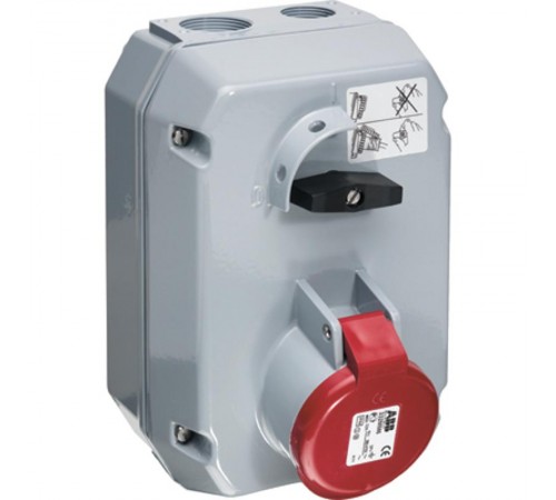 Розетка металл. с выключателем и механической блокировкой 316MM6, 16A, 3P+E, IP44, 6ч  2CMA167975R1000  ABB