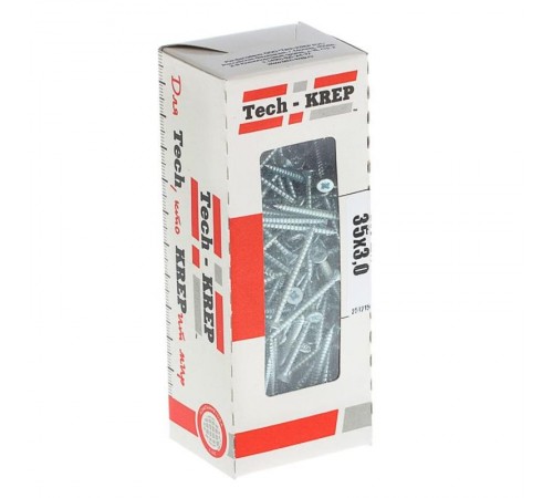 Саморезы универсальные 35х3,0 мм (200 шт) оцинкованные - коробка с окном ( 0,217 кг)  102165  Tech-KREP