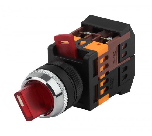 Переключатель АNСLR-22-3  на 3 фикс.полож.красный неон/240В I-O 1з+1р (10/400/3200)  Б0045682  ЭРА