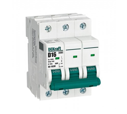 Выключатель автоматический без теплозащиты трехполюсный ВА-103М 3P 16А характеристика D 6кА  12556DEK  Dekraft