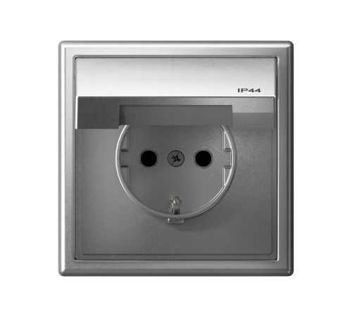 ArtGallery Алюминий Розетка с заземлением со шторками с крышкой, 16А, IP44,  механизм, быстрозажим. клем.  GAL440346S  SE