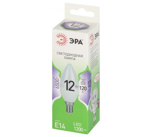 Лампа светодиодная  GREEN LINE LED B35-12W-865-E14 GL E14 12 Вт свеча холодный свет  Б0067092  ЭРА