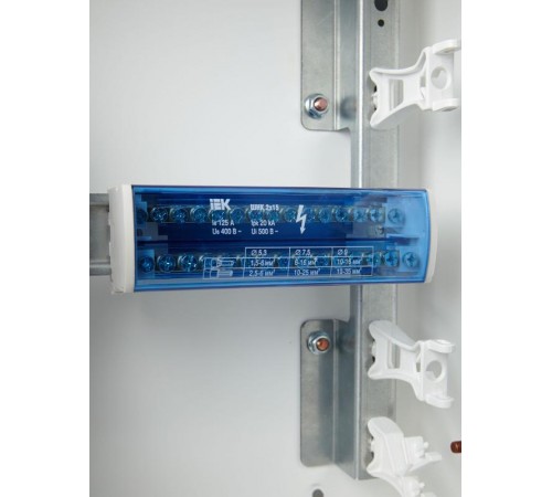 Шины на DIN-рейку в корпусе (кросс-модуль) L+PEN 2х15   YND10-2-15-125  IEK