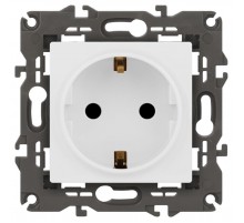 Розетка Elegance 14-2102-01М с заземлением со шторками, 16А-250В, белый матовый  Б0065804  ЭРА