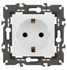 Розетка Elegance 14-2102-01М с заземлением со шторками, 16А-250В, белый матовый  Б0065804  ЭРА