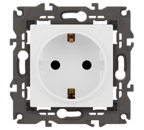 Розетка Elegance 14-2102-01М с заземлением со шторками, 16А-250В, белый матовый  Б0065804  ЭРА